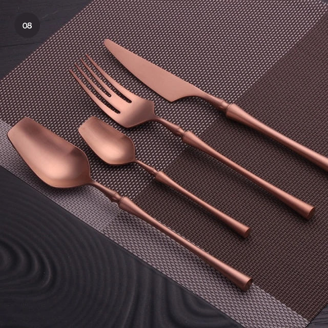  Premium Gold Cutlery Set High Quality Stainless Steel Knife Fork Spoon Sets For Dinner Table Gift Wedding Party Modern Luxury Dinnerware Essentials