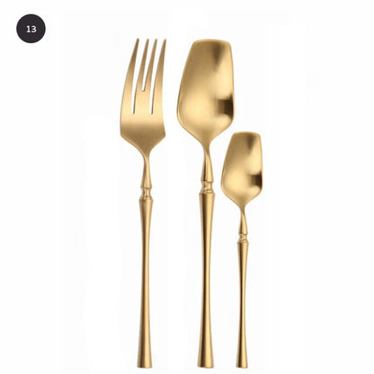  Premium Gold Cutlery Set High Quality Stainless Steel Knife Fork Spoon Sets For Dinner Table Gift Wedding Party Modern Luxury Dinnerware Essentials