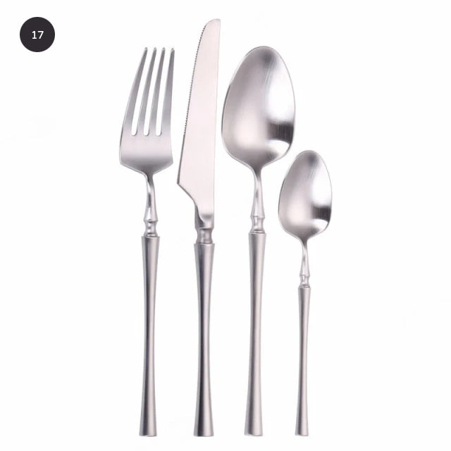  Premium Gold Cutlery Set High Quality Stainless Steel Knife Fork Spoon Sets For Dinner Table Gift Wedding Party Modern Luxury Dinnerware Essentials