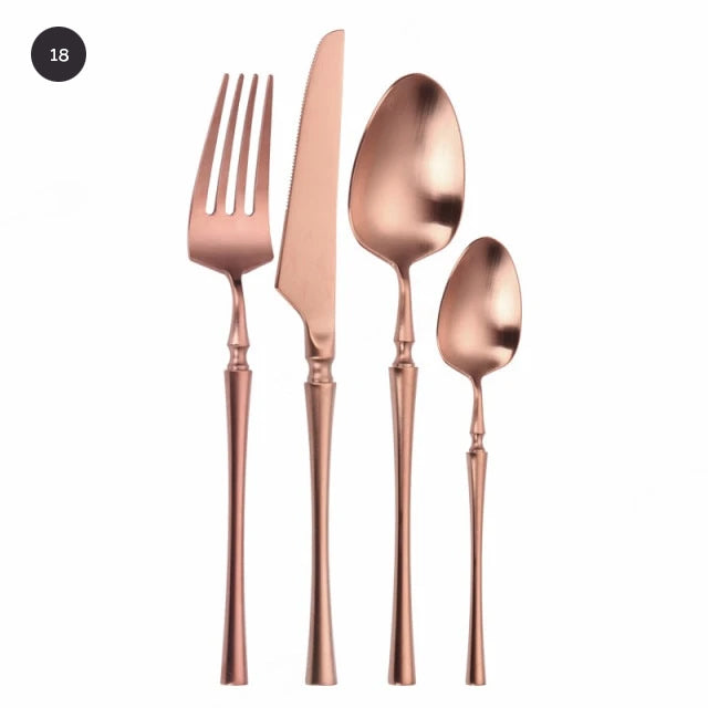  Premium Gold Cutlery Set High Quality Stainless Steel Knife Fork Spoon Sets For Dinner Table Gift Wedding Party Modern Luxury Dinnerware Essentials