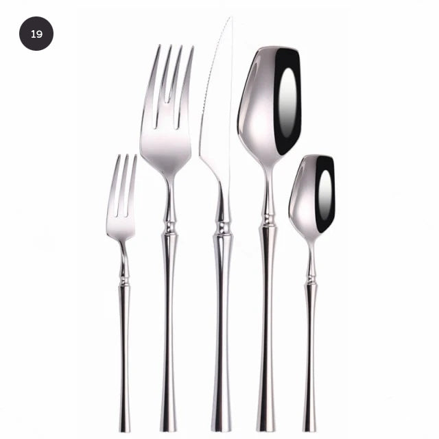  Premium Gold Cutlery Set High Quality Stainless Steel Knife Fork Spoon Sets For Dinner Table Gift Wedding Party Modern Luxury Dinnerware Essentials