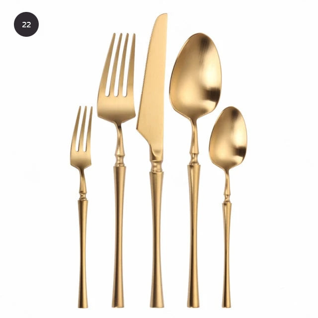  Premium Gold Cutlery Set High Quality Stainless Steel Knife Fork Spoon Sets For Dinner Table Gift Wedding Party Modern Luxury Dinnerware Essentials