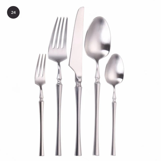  Premium Gold Cutlery Set High Quality Stainless Steel Knife Fork Spoon Sets For Dinner Table Gift Wedding Party Modern Luxury Dinnerware Essentials