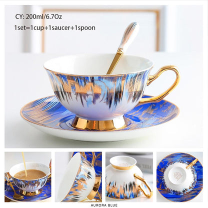 Premium Royal Classic Bone China Teacup Set With Saucer Spoon Luxury Regal Classic Retro Vintage Tea Cups For Kitchen Teaware Teacups 200ml
