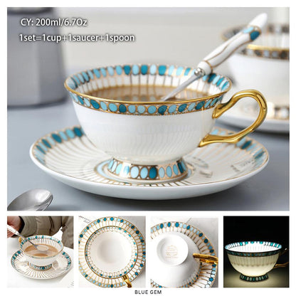 Premium Royal Classic Bone China Teacup Set With Saucer Spoon Luxury Regal Classic Retro Vintage Tea Cups For Kitchen Teaware Teacups 200ml
