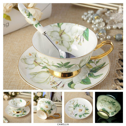 Premium Royal Classic Bone China Teacup Set With Saucer Spoon Luxury Regal Classic Retro Vintage Tea Cups For Kitchen Teaware Teacups 200ml