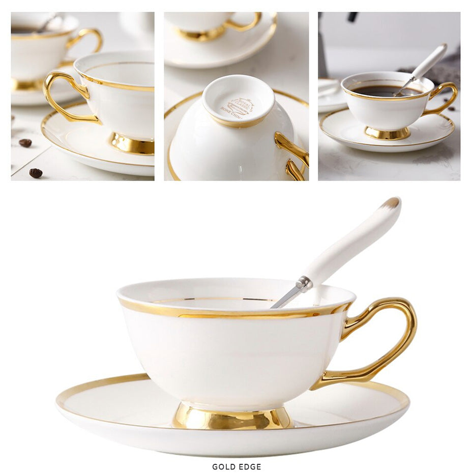 Premium Royal Classic Bone China Teacup Set With Saucer Spoon Luxury Regal Classic Retro Vintage Tea Cups For Kitchen Teaware Teacups 200ml