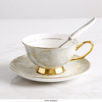 Premium Royal Classic Bone China Teacup Set With Saucer Spoon Luxury Regal Classic Retro Vintage Tea Cups For Kitchen Teaware Teacups 200ml
