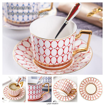 Premium Royal Classic Bone China Teacup Set With Saucer Spoon Luxury Regal Classic Retro Vintage Tea Cups For Kitchen Teaware Teacups 200ml