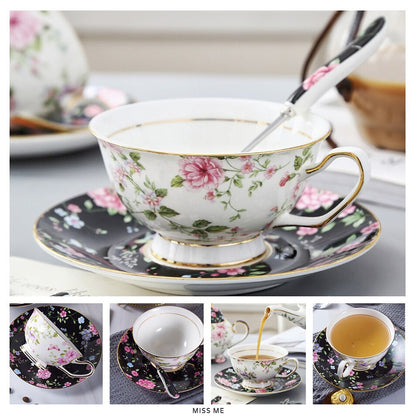Premium Royal Classic Bone China Teacup Set With Saucer Spoon Luxury Regal Classic Retro Vintage Tea Cups For Kitchen Teaware Teacups 200ml