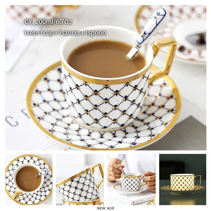 Premium Royal Classic Bone China Teacup Set With Saucer Spoon Luxury Regal Classic Retro Vintage Tea Cups For Kitchen Teaware Teacups 200ml