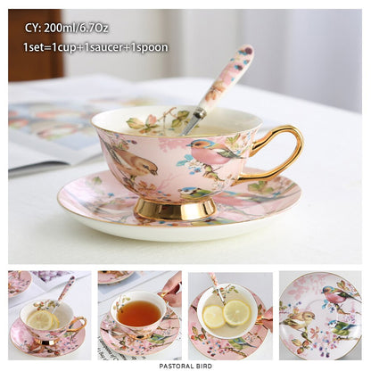Premium Royal Classic Bone China Teacup Set With Saucer Spoon Luxury Regal Classic Retro Vintage Tea Cups For Kitchen Teaware Teacups 200ml