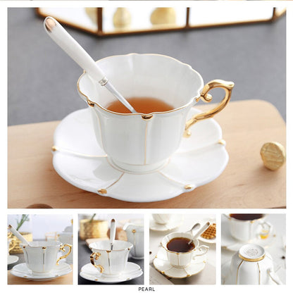 Premium Royal Classic Bone China Teacup Set With Saucer Spoon Luxury Regal Classic Retro Vintage Tea Cups For Kitchen Teaware Teacups 200ml