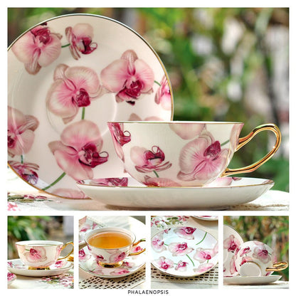 Premium Royal Classic Bone China Teacup Set With Saucer Spoon Luxury Regal Classic Retro Vintage Tea Cups For Kitchen Teaware Teacups 200ml