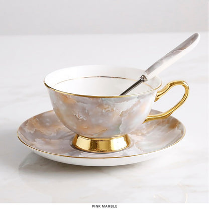 Premium Royal Classic Bone China Teacup Set With Saucer Spoon Luxury Regal Classic Retro Vintage Tea Cups For Kitchen Teaware Teacups 200ml