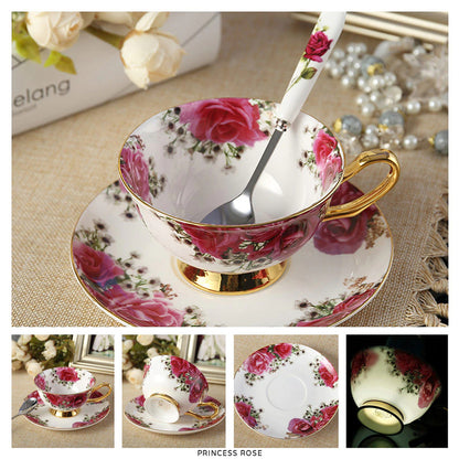 Premium Royal Classic Bone China Teacup Set With Saucer Spoon Luxury Regal Classic Retro Vintage Tea Cups For Kitchen Teaware Teacups 200ml