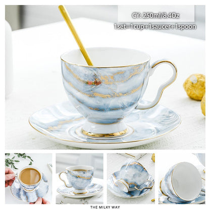 Premium Royal Classic Bone China Teacup Set With Saucer Spoon Luxury Regal Classic Retro Vintage Tea Cups For Kitchen Teaware Teacups 200ml