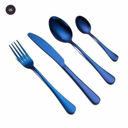 Rainbow Colored Cutlery Stainless Steel Knife Fork Spoon Modern Dinnerware Golden Silver Rose Gold Flatware Essential Contemporary Kitchen Accessories