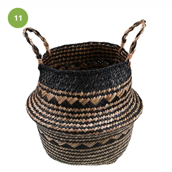 Rustic Rattan Sea Grass Flower Pots Storage Basket Natural Color Stylish Braided All Purpose Storage Bin Wicker Laundry Basket