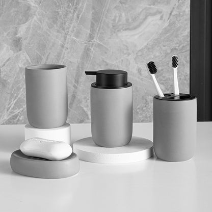 Modern Minimalist Design Bathroom Accessories Toothbrush Holder Liquid Soap Dispenser Gargle Cup Soap Dish Matte Black White Gray