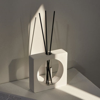 Contemporary Abstract Design Aroma Diffuser Jar With Minimalist Geometric Holder & Essentials Oil Sticks