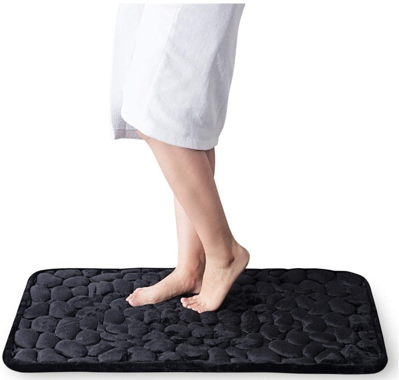 Coral Fleece Pebbles Bathroom Mat For Shower Room Washroom Memory Foam Water Absorption Non-Slip Padded Mat For Bath Room Assorted Colors