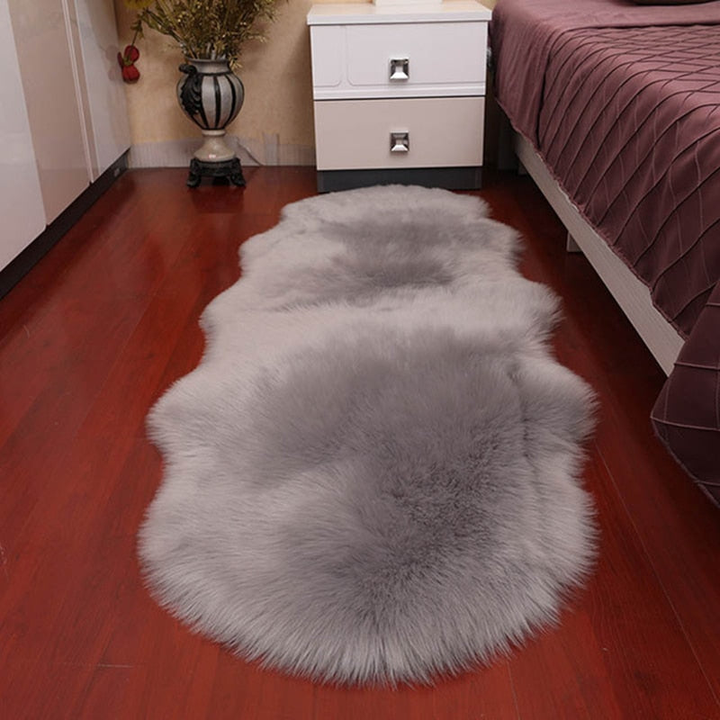 Soft Faux Sheepskin Furry Rug For Bedroom Deep Pile Shaggy Carpet Mat For Living Room Bedroom Cosy Sofa Rug Ideal For Wooden Floors