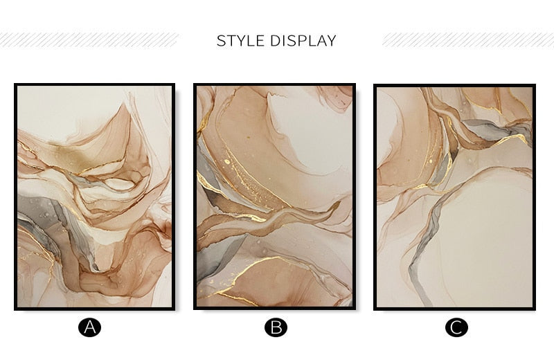 Modern Beige Abstract Bohemian Fashion Wall Art Fine Art Canvas Print Nordic Marble Design Pictures For Luxury Living Room Bedroom Wall Decor