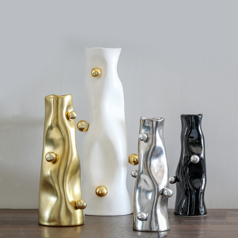 Modern Abstract Designer Vase For Table Mantelpiece Flower Arrangements Ornamental Ceramic Handicrafts For Contemporary Living Room Decor