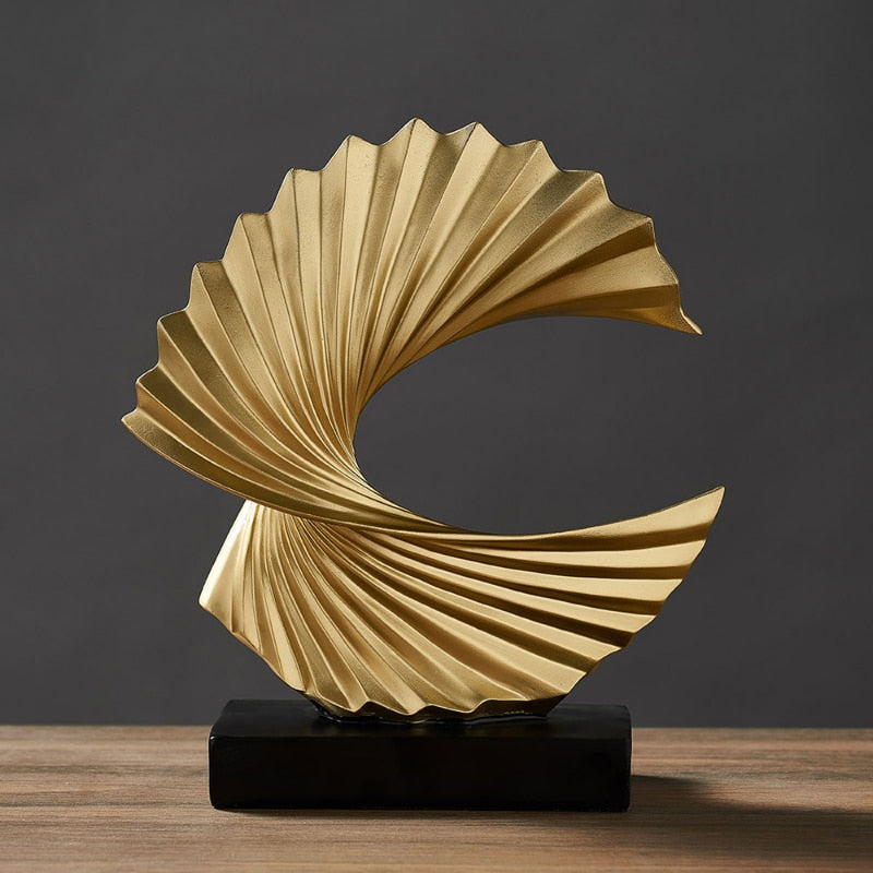Abstract Flowing Golden Geometric Sculpture Modern Art Piece For Mantelpiece Living Room Coffee Table Trendy Art For Desktop