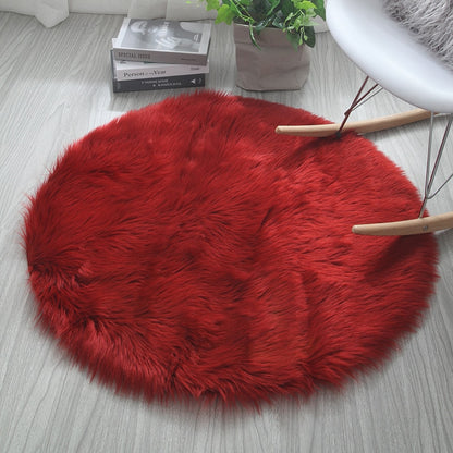 Soft Plush Shaggy Round Faux Sheepskin Rugs For Living Room Hotel Room Bathroom Mat Circular Area Mats Purple Gray White Pink Bedroom Rug