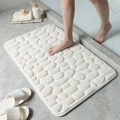 Coral Fleece Pebbles Bathroom Mat For Shower Room Washroom Memory Foam Water Absorption Non-Slip Padded Mat For Bath Room Assorted Colors
