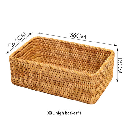 Japanese Style Handwoven Rattan Storage Tray Wicker Basket For Fruit Table Condiments Cosmetics etc Essential Home Storage For Kitchen Dining Room