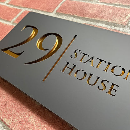 Personalized Laser Engraved 3D Floating House Number 28cm x 15cm Name Plate Matte Black Matte Gray Silver Gold 