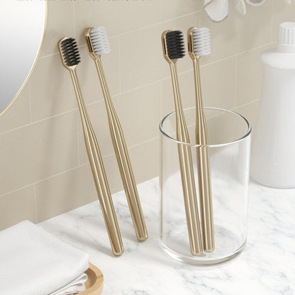 Luxury Toothbrush Gold & Silver Soft Bristle Dental Toothbrush Elegant Gentle Stylish Washroom Accessories For Luxury Bathroom