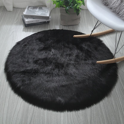 Soft Plush Shaggy Round Faux Sheepskin Rugs For Living Room Hotel Room Bathroom Mat Circular Area Mats Purple Gray White Pink Bedroom Rug