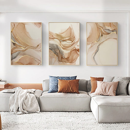 Modern Beige Abstract Bohemian Fashion Wall Art Fine Art Canvas Print Nordic Marble Design Pictures For Luxury Living Room Bedroom Wall Decor