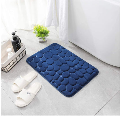 Coral Fleece Pebbles Bathroom Mat For Shower Room Washroom Memory Foam Water Absorption Non-Slip Padded Mat For Bath Room Assorted Colors