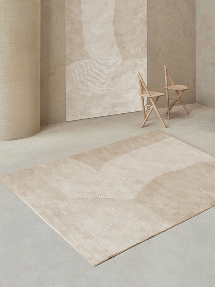 Luxurious Minimalist Beige Nordic Carpet Rug Subtle Patterned Large Area Rug For Living Room Bedroom Contemporary Home Carpeting