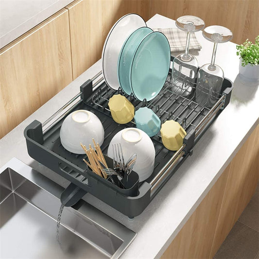 Practical Expandable Draining Rack For Kitchen Sink Adjustable Compact Large Capacity Dishwashing Racking With Quick Drain System