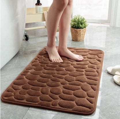 Coral Fleece Pebbles Bathroom Mat For Shower Room Washroom Memory Foam Water Absorption Non-Slip Padded Mat For Bath Room Assorted Colors