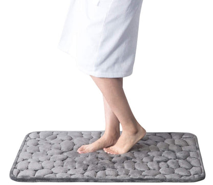 Coral Fleece Pebbles Bathroom Mat For Shower Room Washroom Memory Foam Water Absorption Non-Slip Padded Mat For Bath Room Assorted Colors