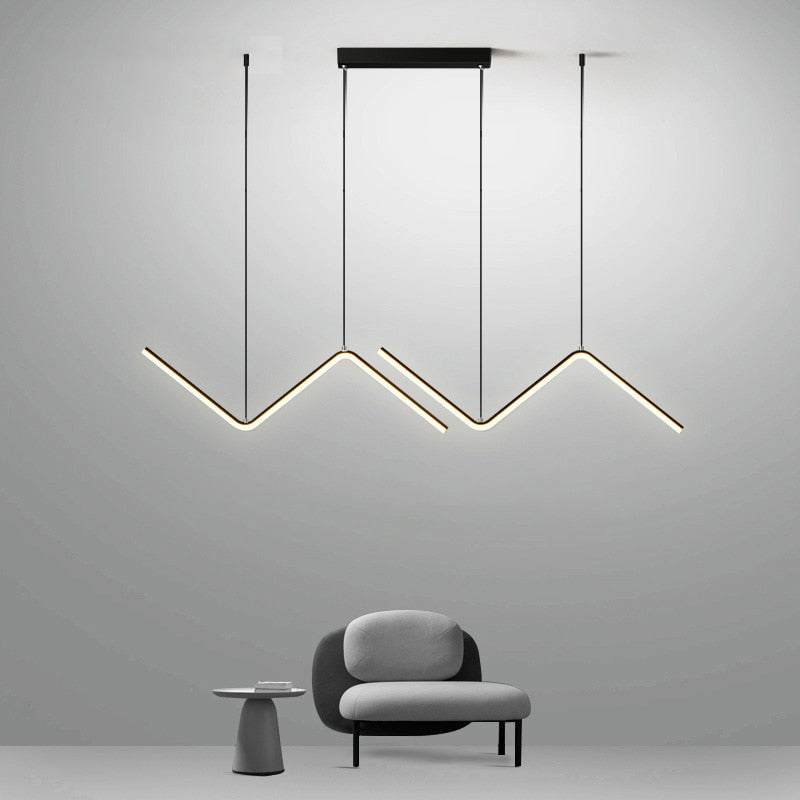 Modern Minimalist Geometric LED Chandelier Tubular Suspension Pendant Lighting Fixture For Contemporary Living Room Dining Room Lighting