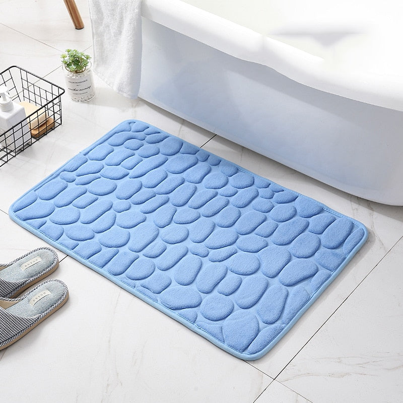 Coral Fleece Pebbles Bathroom Mat For Shower Room Washroom Memory Foam Water Absorption Non-Slip Padded Mat For Bath Room Assorted Colors