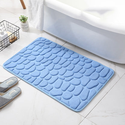 Coral Fleece Pebbles Bathroom Mat For Shower Room Washroom Memory Foam Water Absorption Non-Slip Padded Mat For Bath Room Assorted Colors