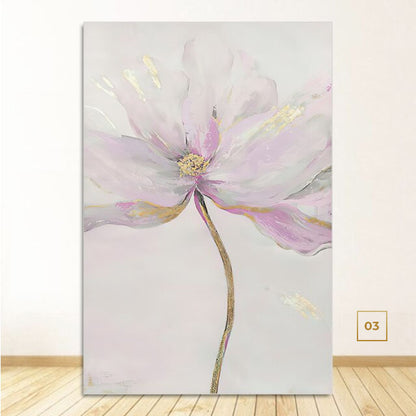 Scandinavian Blue Floral Wall Art Fine Art Feather Canvas Prints Subtle Colors Flower Pictures For Living Room Bedroom Nordic Home Interior Decor