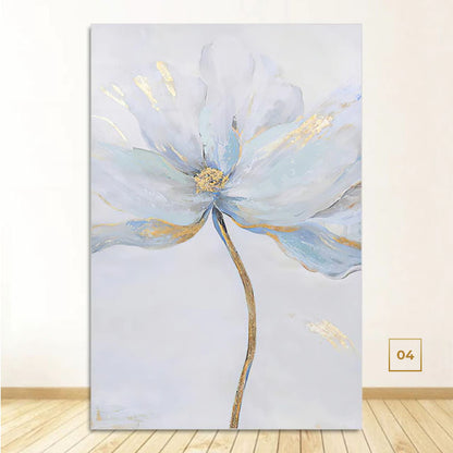 Scandinavian Blue Floral Wall Art Fine Art Feather Canvas Prints Subtle Colors Flower Pictures For Living Room Bedroom Nordic Home Interior Decor