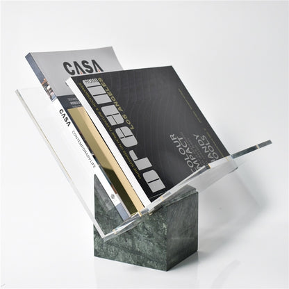 Solid Marble Acrylic Angled Magazine Holder Stand File Organizer Home Tidy For Living Room Designer Accessories For Contemporary Interiors