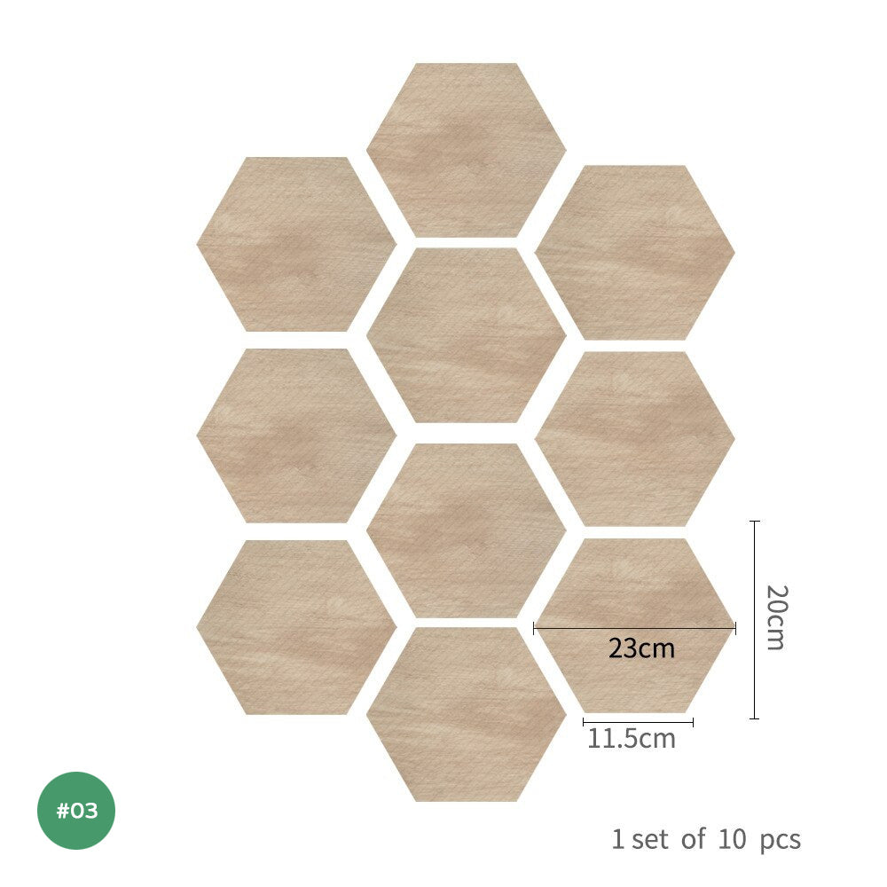 Self Adhesive Vinyl Floor Tile Stickers Colorful Patterns Waterproof Peel & Stick Non Slip Flooring Stickers Hexagon Shape Designs Multi-packs