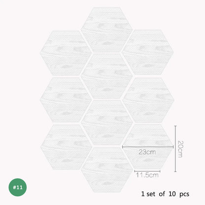 Self Adhesive Vinyl Floor Tile Stickers Colorful Patterns Waterproof Peel & Stick Non Slip Flooring Stickers Hexagon Shape Designs Multi-packs